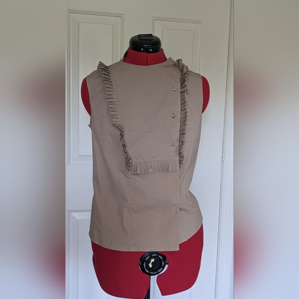 PIAZZA SEMPIONE neutral beige top with ruffle